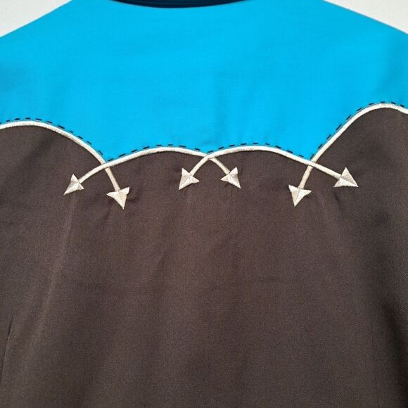 ROPER Embroidered Western XL Ladies Dress Shirt NWT Brown with Blue - Picture 10 of 12